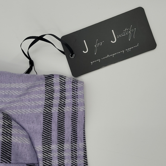 J For Justify Crop Top Tank Striped Checkered Cups Slightly Paded Size XL - Picture 3 of 6